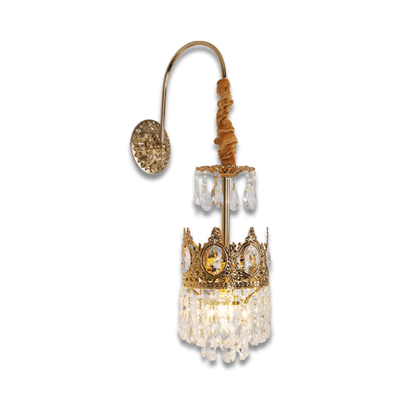 Crown Brass Crystal Living Wall Lamp