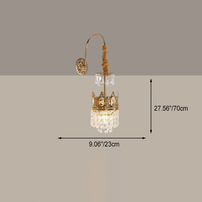 Crown Brass Crystal Living Wall Lamp