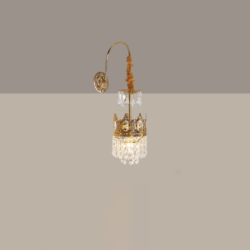 Crown Brass Crystal Living Wall Lamp