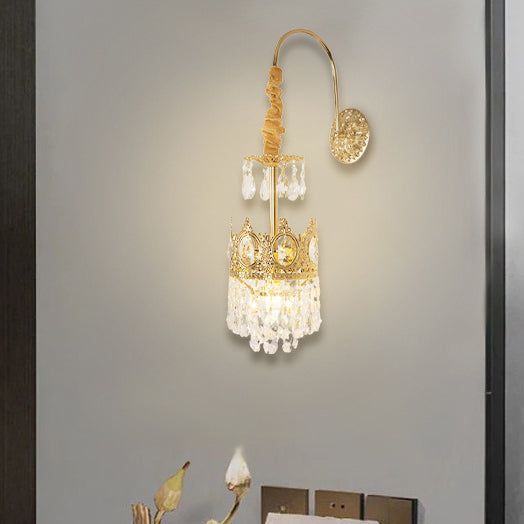 Crown Brass Crystal Living Wall Lamp