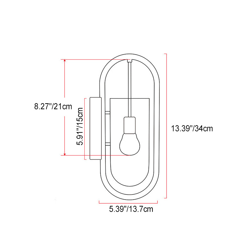 Oval Glass Metal Wood Wall Lamp