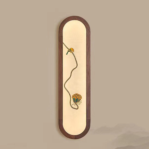 Rectangular Black Walnut Glass Wall Lamp