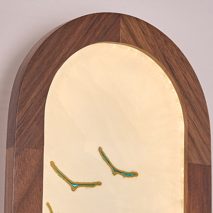 Rectangular Black Walnut Glass Wall Lamp