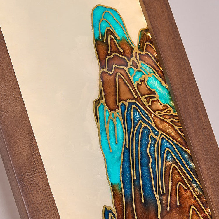 Rectangular Black Walnut Glass Wall Lamp
