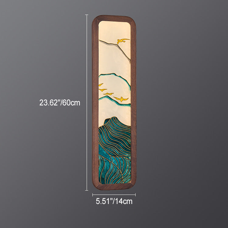 Rectangular Black Walnut Glass Wall Lamp