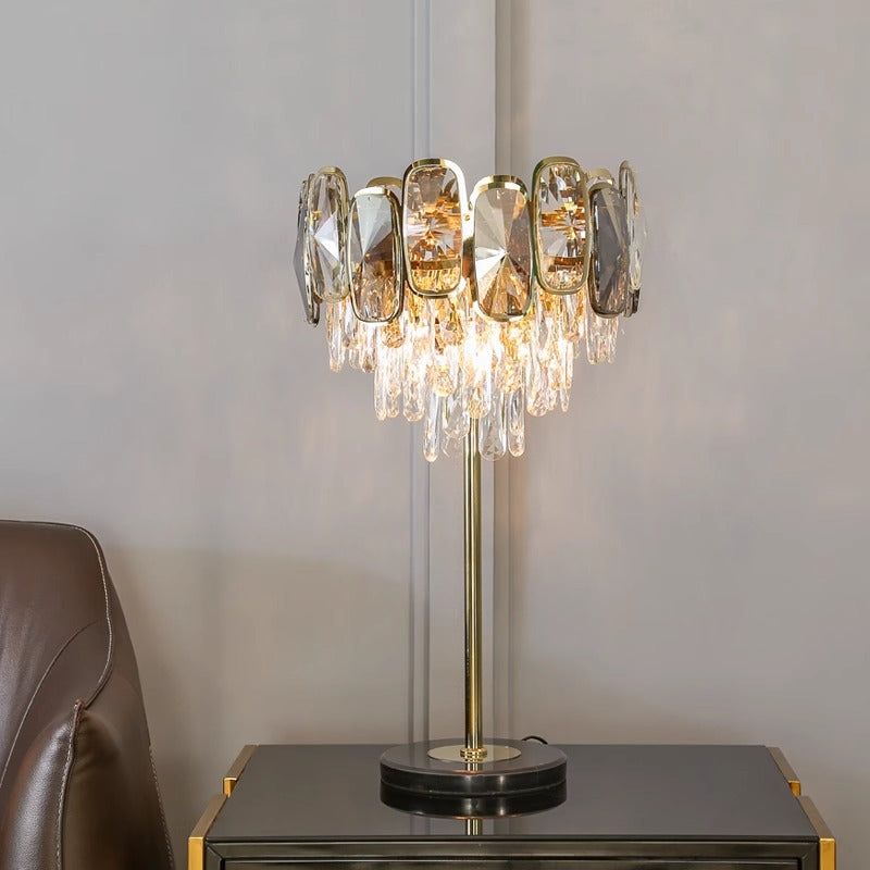 Water Drop Crystal Glass 3-Light Table Lamp