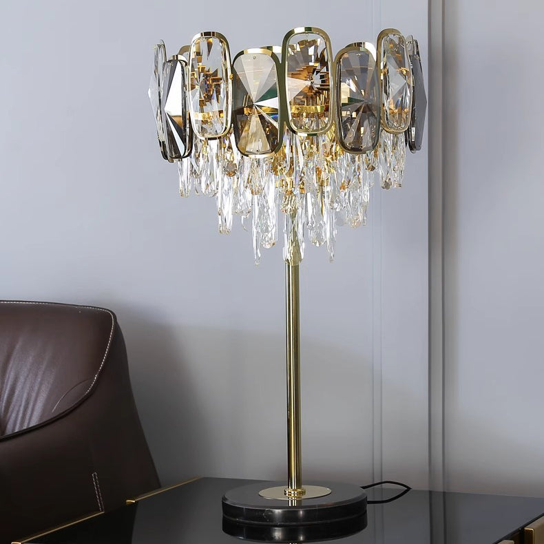 Water Drop Crystal Glass 3-Light Table Lamp