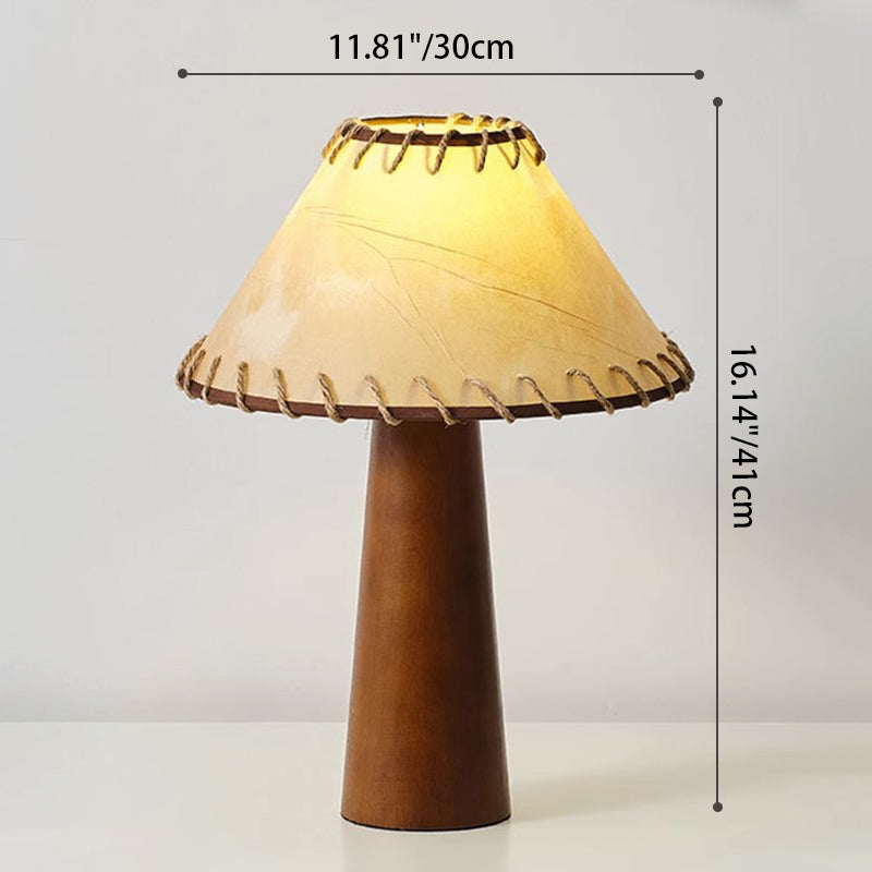Frustum Cone Rubberwood Handmade Table Lamp