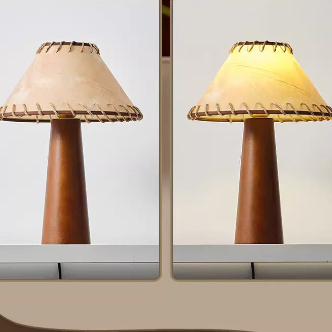 Frustum Cone Rubberwood Handmade Table Lamp