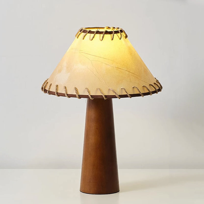 Frustum Cone Rubberwood Handmade Table Lamp