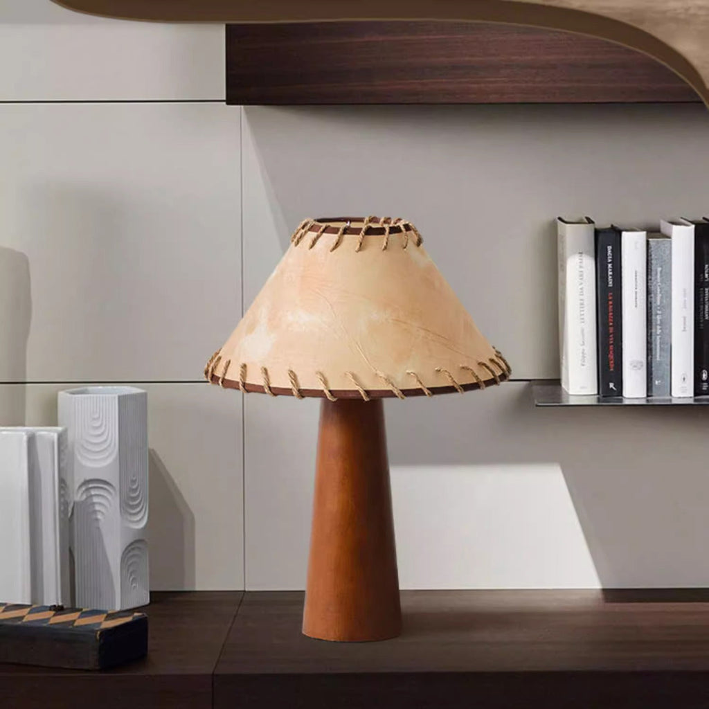 Frustum Cone Rubberwood Handmade Table Lamp