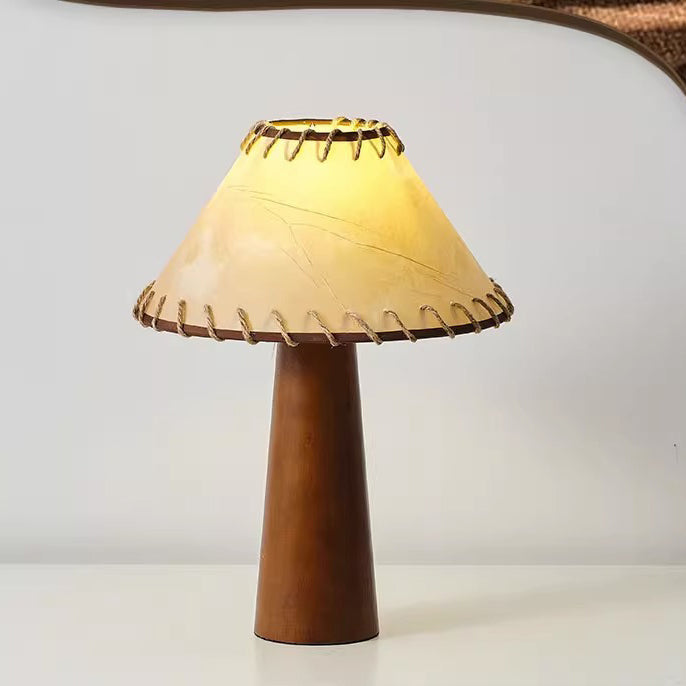 Frustum Cone Rubberwood Handmade Table Lamp