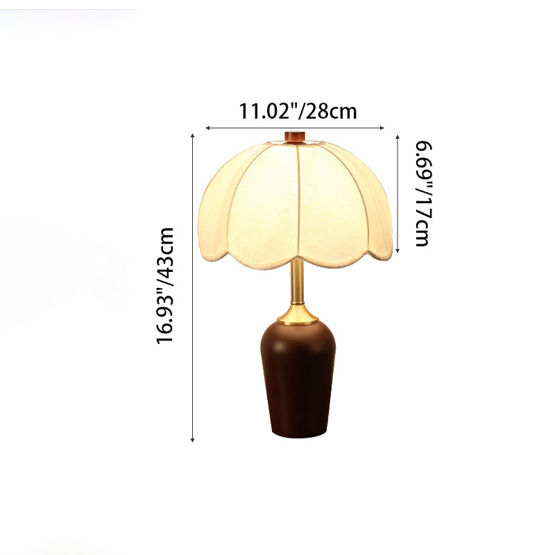 Dome Rubberwood Copper Fabric Table Lamp