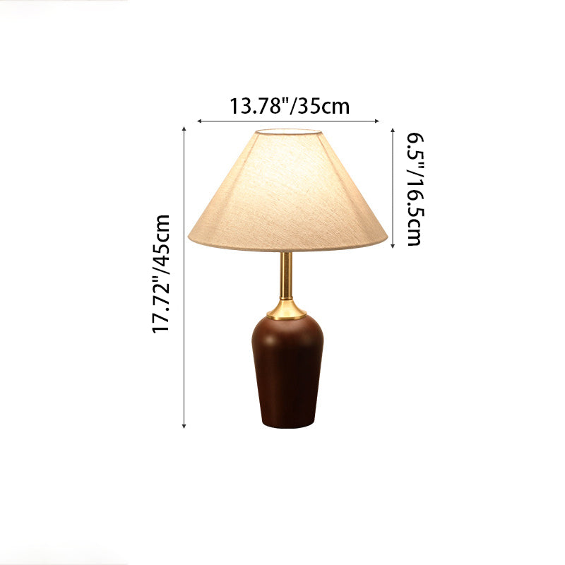 Dome Rubberwood Copper Fabric Table Lamp