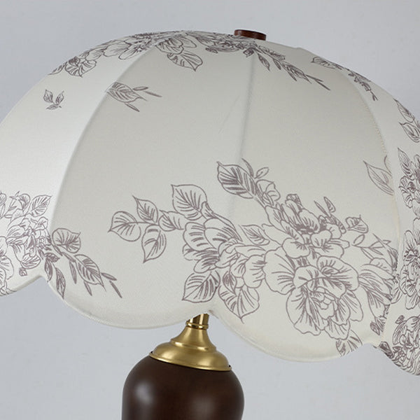 Dome Rubberwood Copper Fabric Table Lamp
