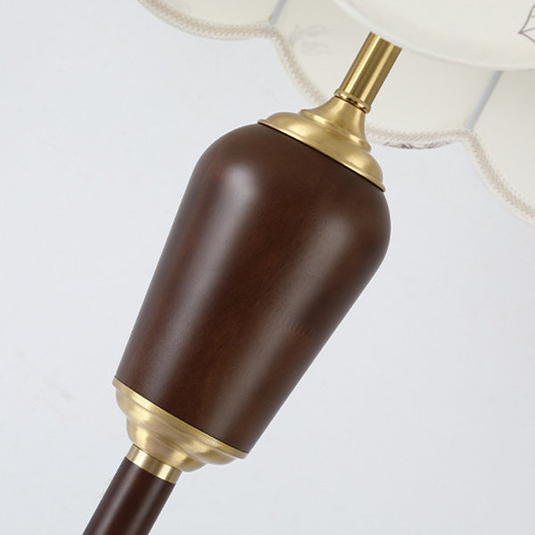 Dome Rubberwood Copper Fabric Table Lamp