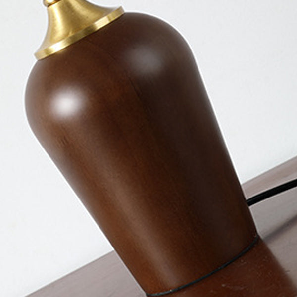 Dome Rubberwood Copper Fabric Table Lamp