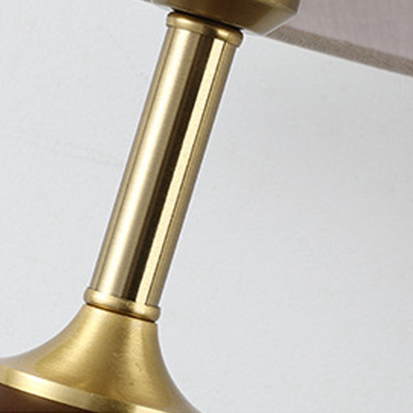 Dome Rubberwood Copper Fabric Table Lamp