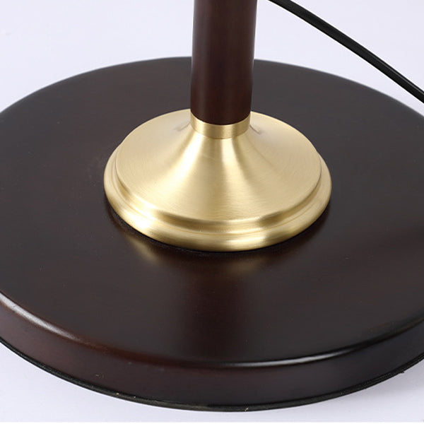 Dome Rubberwood Copper Fabric Table Lamp