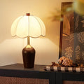 Dome Rubberwood Copper Fabric Table Lamp