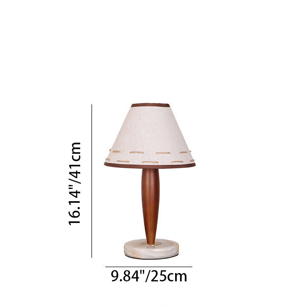 Solid Wood Marble Tapered Table Lamp