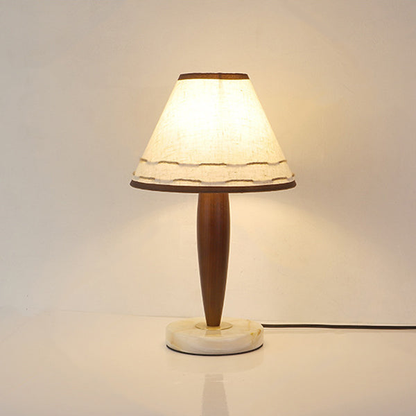 Solid Wood Marble Tapered Table Lamp