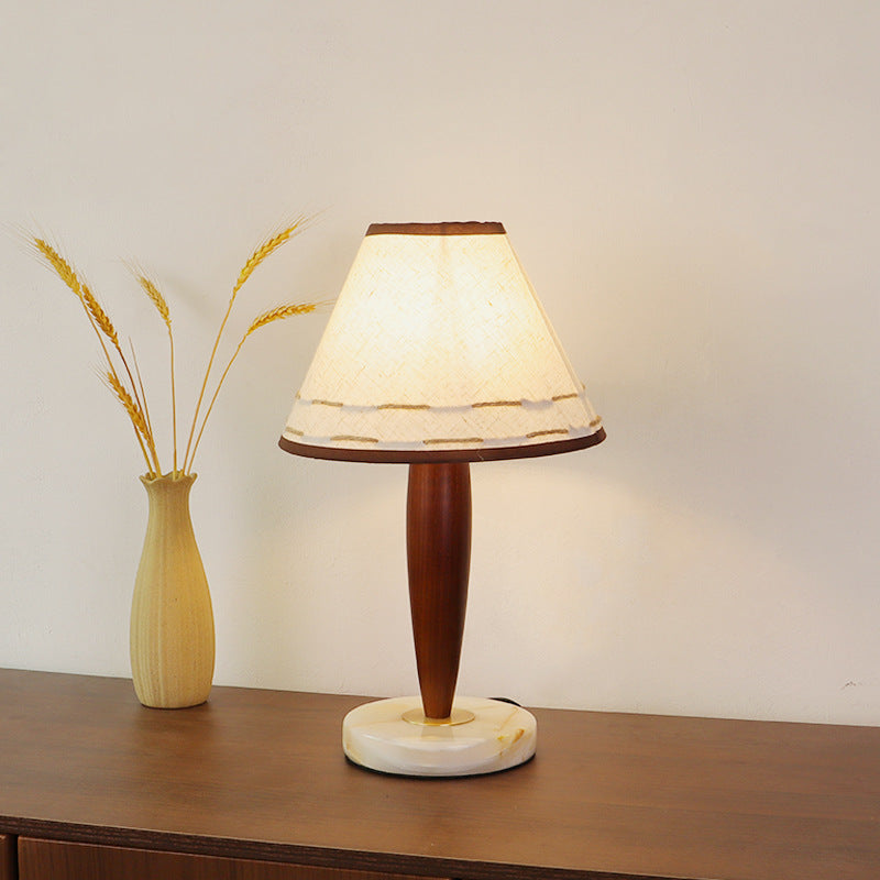 Solid Wood Marble Tapered Table Lamp