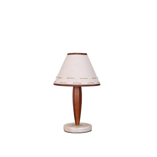 Solid Wood Marble Tapered Table Lamp
