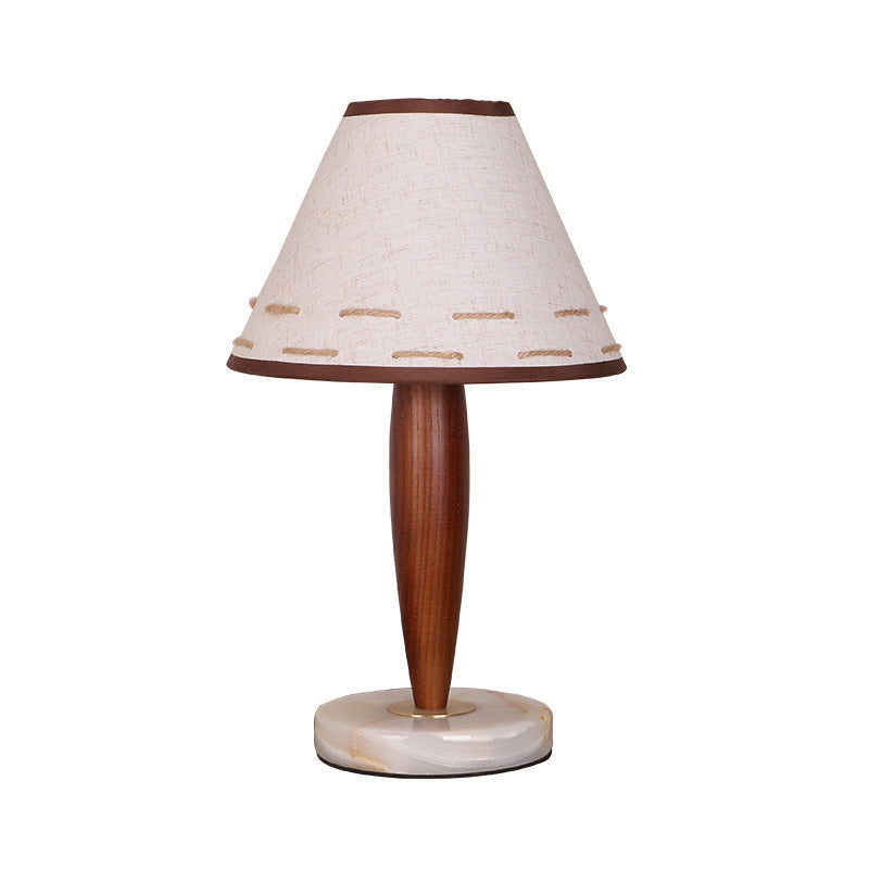 Solid Wood Marble Tapered Table Lamp