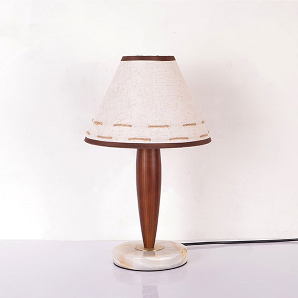 Solid Wood Marble Tapered Table Lamp