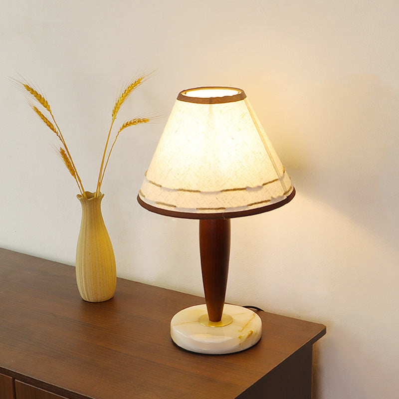 Solid Wood Marble Tapered Table Lamp