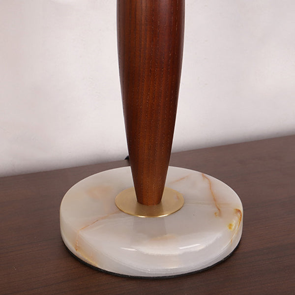Solid Wood Marble Tapered Table Lamp