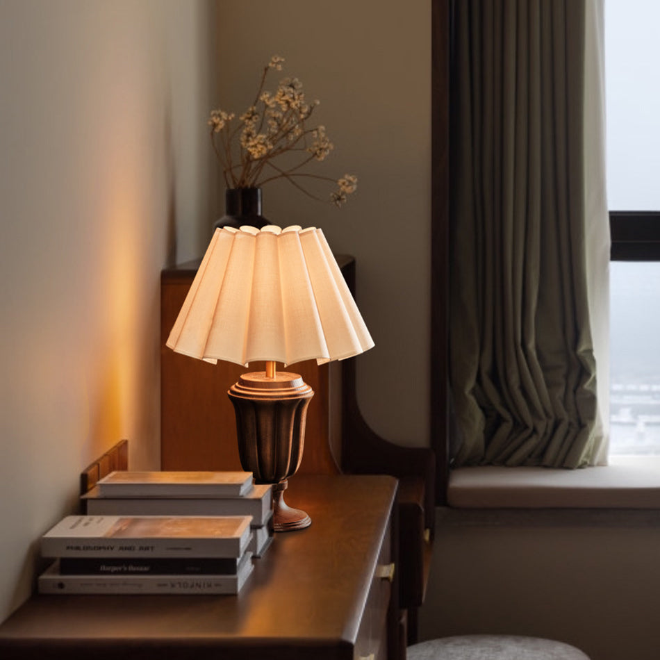 Tapered Cotton Linen Solid Table Lamp
