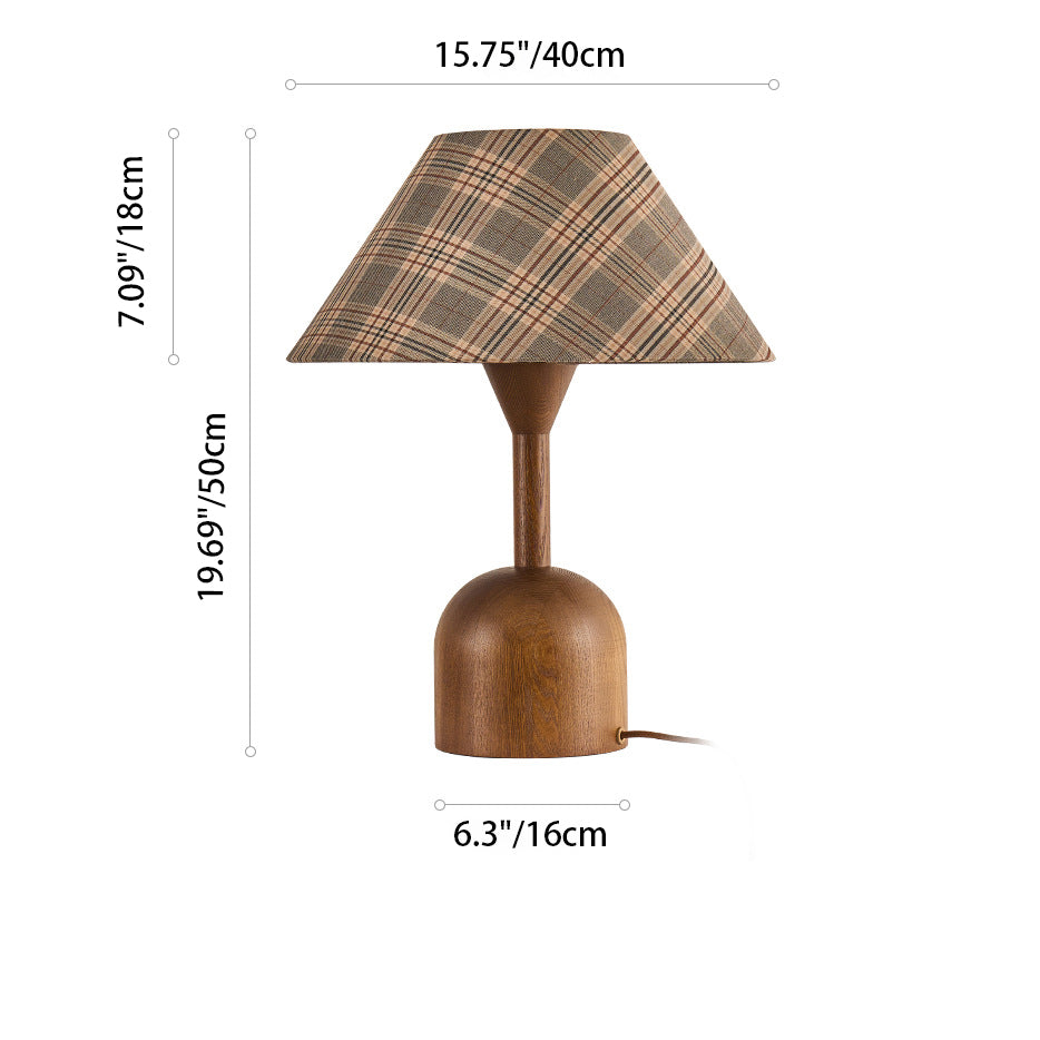 Tapered Plaid Lampshade Ash Table Lamp