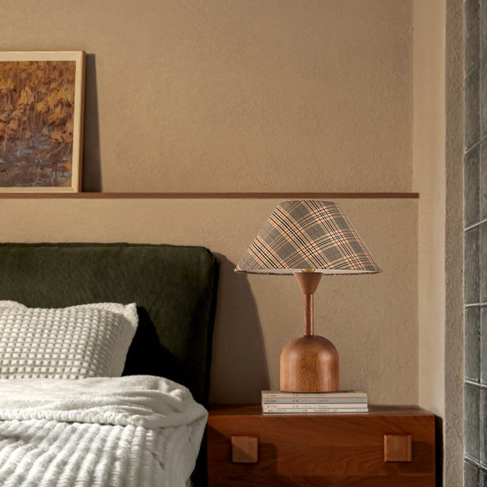 Tapered Plaid Lampshade Ash Table Lamp
