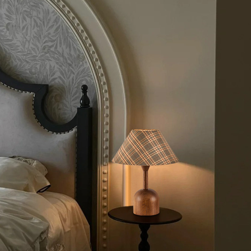 Tapered Plaid Lampshade Ash Table Lamp