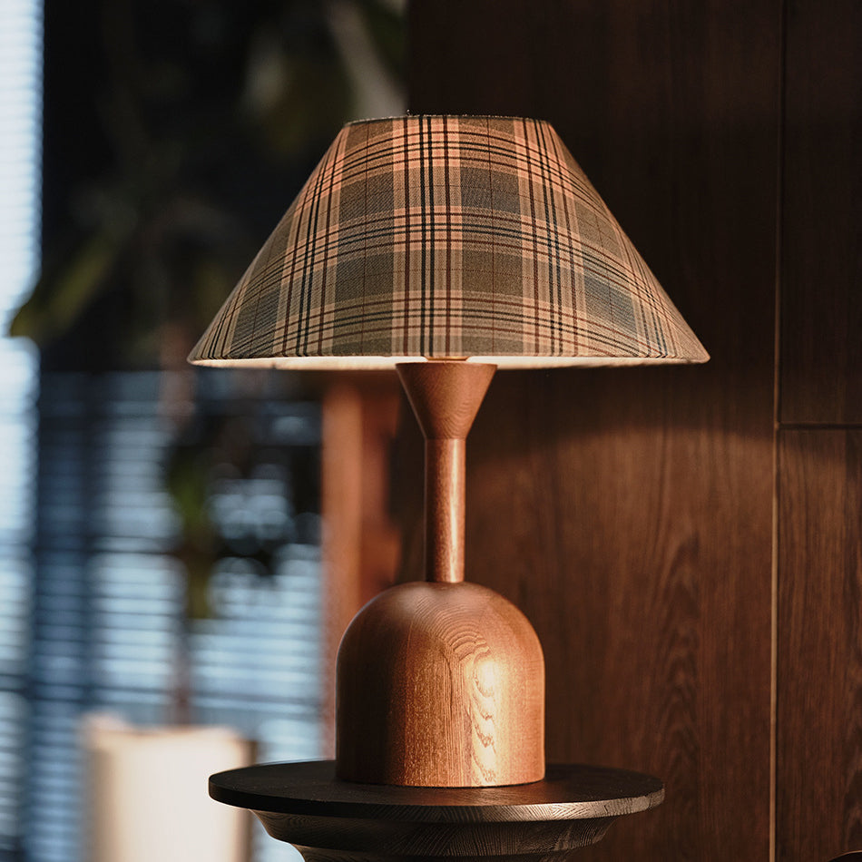 Tapered Plaid Lampshade Ash Table Lamp
