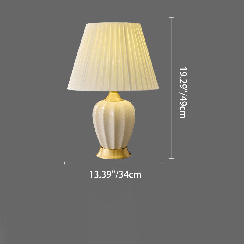 Tapered Fabric Solid Brass Table Lamp