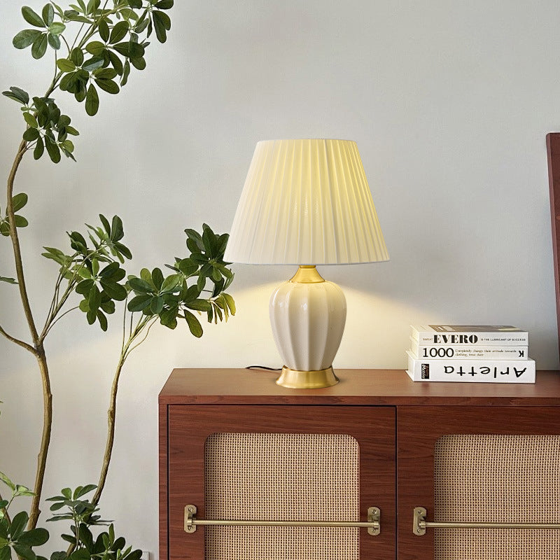Tapered Fabric Solid Brass Table Lamp