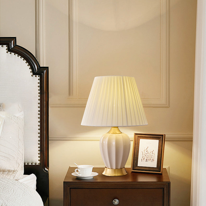 Tapered Fabric Solid Brass Table Lamp