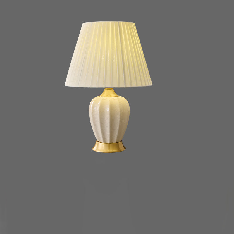 Tapered Fabric Solid Brass Table Lamp