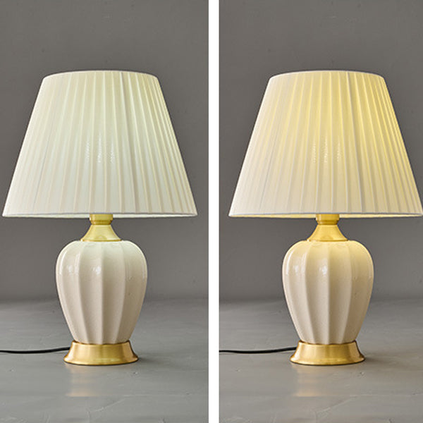 Tapered Fabric Solid Brass Table Lamp