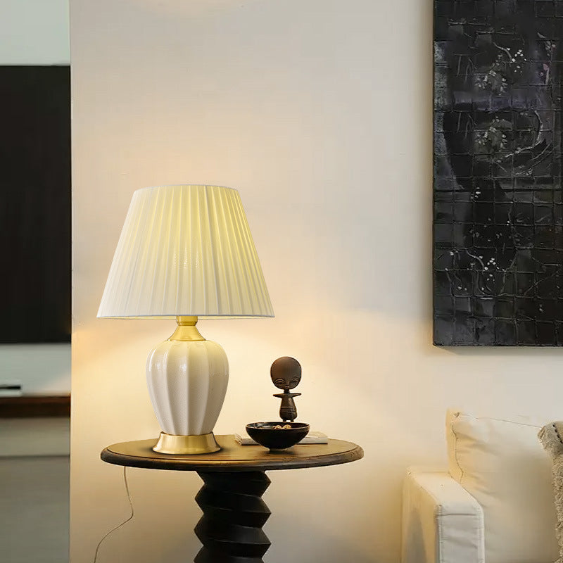 Tapered Fabric Solid Brass Table Lamp