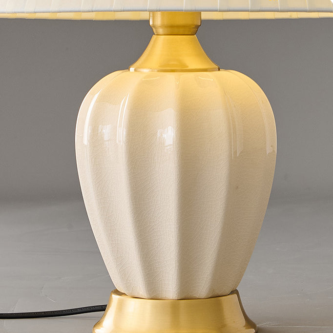 Tapered Fabric Solid Brass Table Lamp