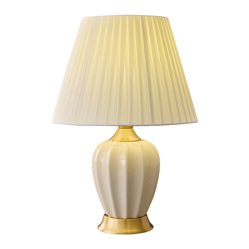 Tapered Fabric Solid Brass Table Lamp