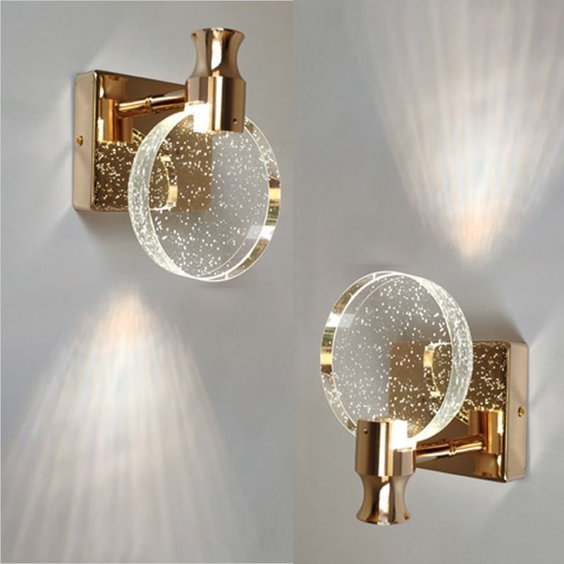 Round Crystal Metal Hallway Wall Lamp