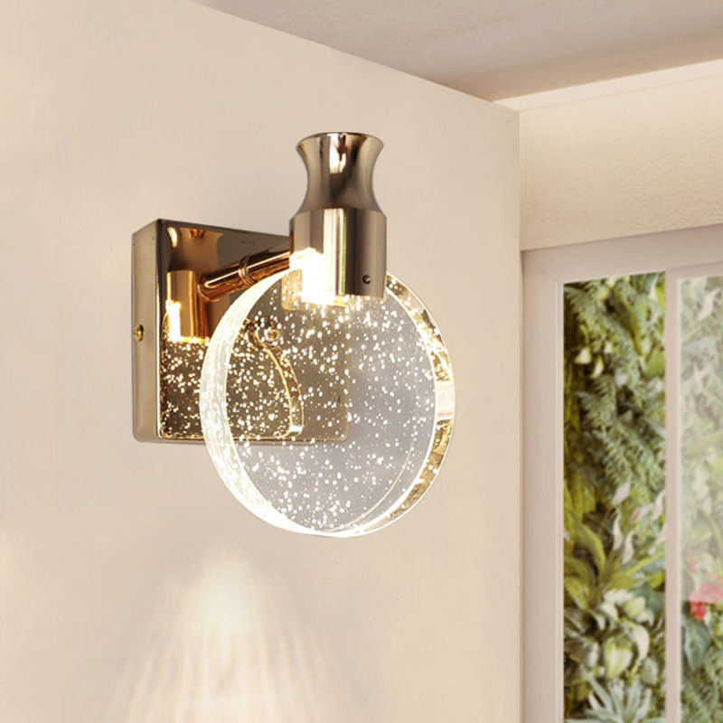 Round Crystal Metal Hallway Wall Lamp