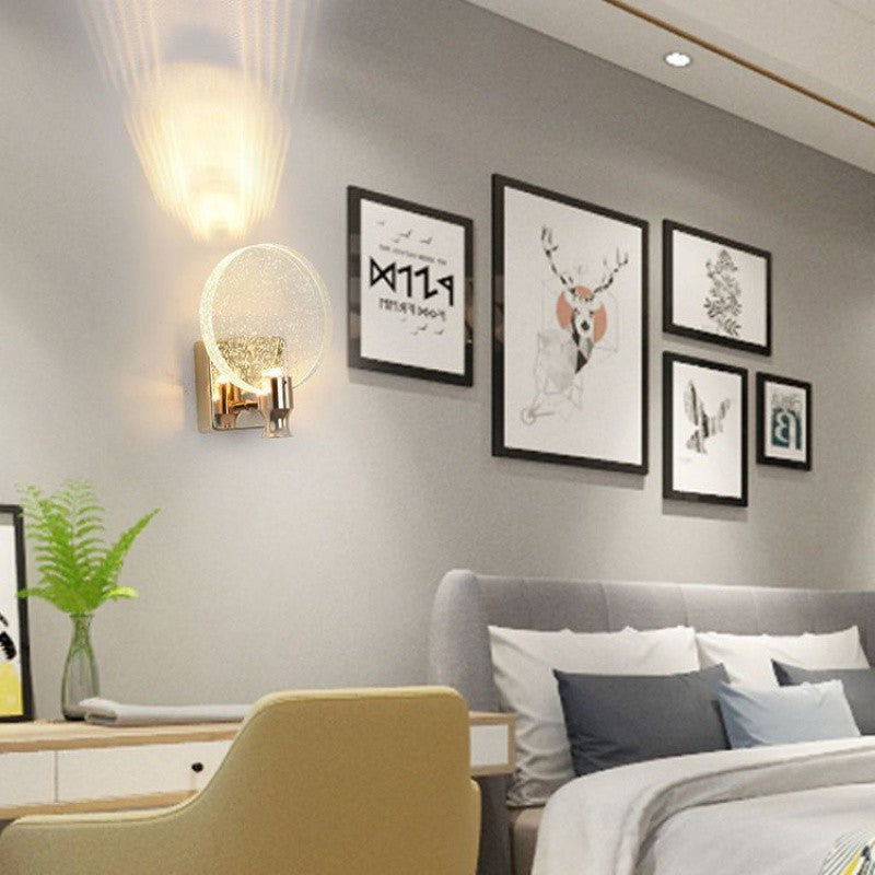 Round Crystal Metal Hallway Wall Lamp