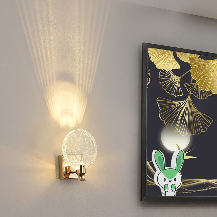 Round Crystal Metal Hallway Wall Lamp