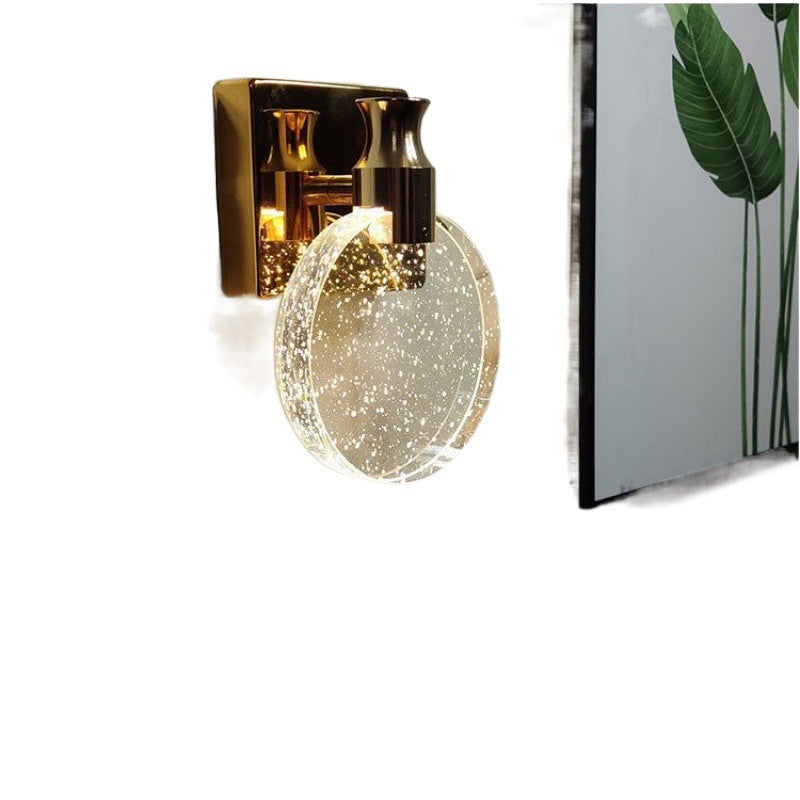 Round Crystal Metal Hallway Wall Lamp